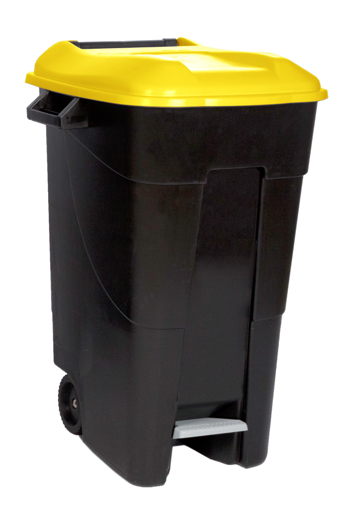 Conteneur poubelle 120 litres jaune sans barres à 2 roues